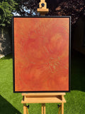 "Crimson Blossoming" original artwork on canvas (framed)