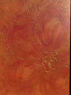 "Crimson Blossoming" original artwork on canvas (framed)