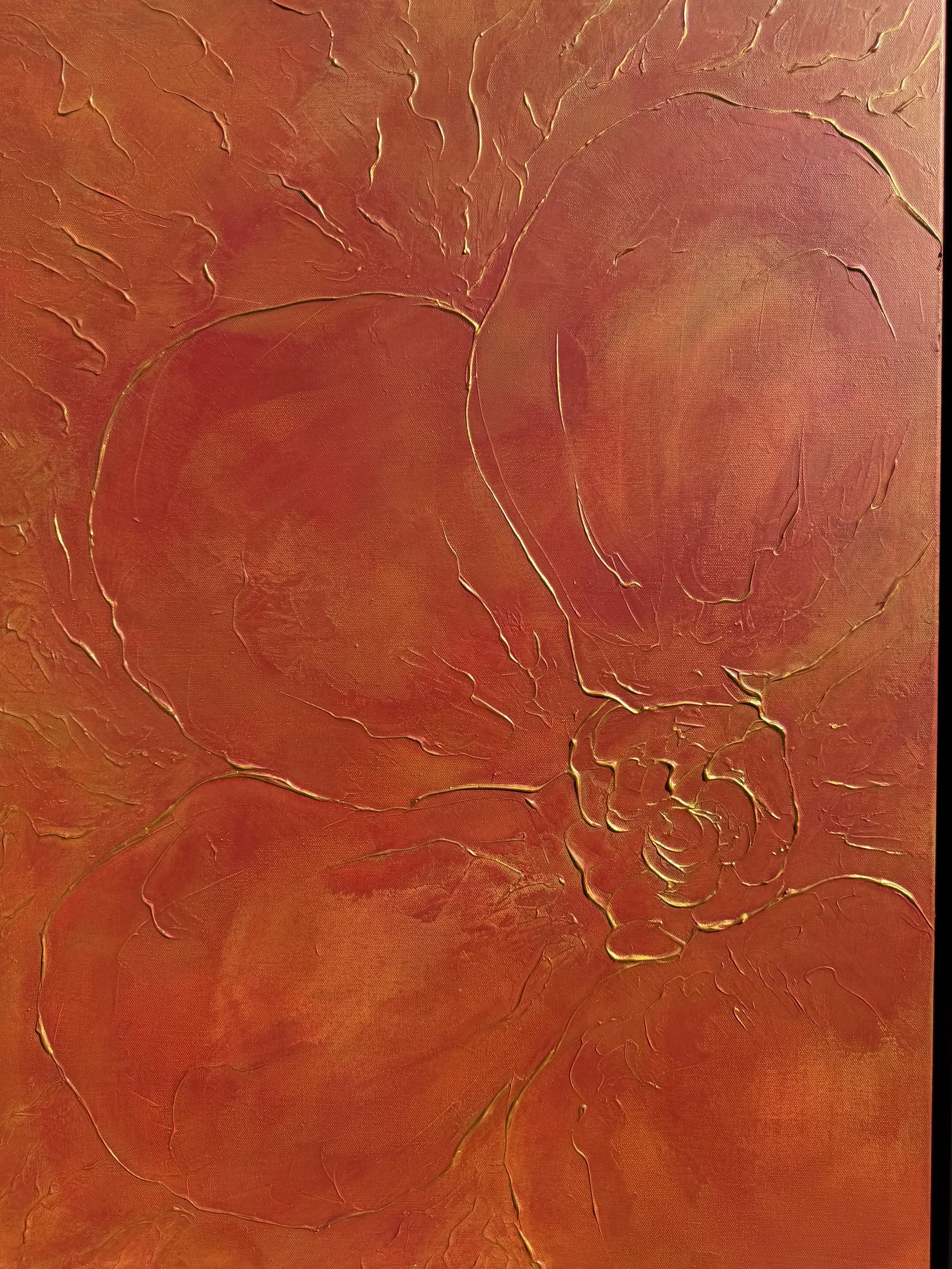 "Crimson Blossoming" original artwork on canvas (framed)